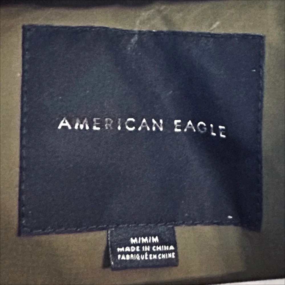 American Eagle Puffer Jacket Womens Medium M Army Green Insulated Roll Up‎ Hood - Picture 7 of 8